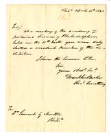 Academy of Natural Sciences of Philadelphia to Samuel G[eorge] Morton, 1820 April 16