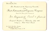 First International Eugenics Congress - Correspondence, 1912