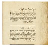 Alline, Benjamin, Promissory Note to the President of the Congress of the United States,1780 February 25