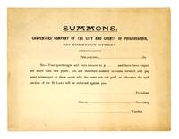 Blank summons of the Carpenters' Company, 1890