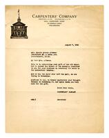 Carpenters' Company to Mrs. Bessie Dobson Altemus, 1941 August 7