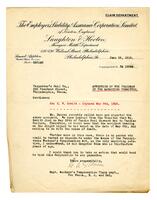 Employers Liability Assurance Corporation to the Carpenters' Company, 1918 June 28