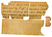 Labels for exhibiting items, 1798