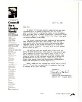 Council for a Livable World - Correspondence, 1986