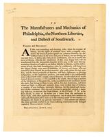 To the Manufacturers and Mechanics of Pennsylvania, Philadelphia, the Northern Liberties, and District of Southwark