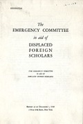 Emergency Committee in Aid of Displaced German Scholars: Report. 1938 Dec. 1