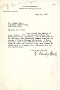 Hall, G. Stanley: To Boas. 1920 July 19