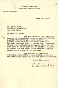 Hall, G. Stanley: To Boas. 1920 July 26