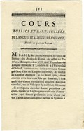 Cours publics et particuliers de langues italienne et angloise, divisés en quarante leçons