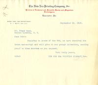 New Era Printing Company: To Boas. 1920 Sept.10