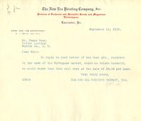 New Era Printing Company: To Boas. 1920 Sept.13