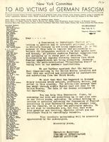 New York Committee to Aid Victims of German Fascism: Open letter. undated