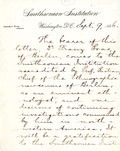 Baird, Spencer Fullerton: Letter of recommendation for FB. 1886 Sept. 9