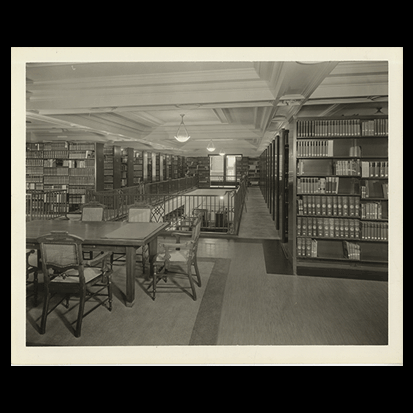 2. View of the APS Library as housed in the Drexel Building. The Library's holdings were moved to the Drexel Building in 1934 from Philosophical Hall to alleviate space issues created by a growing collection.