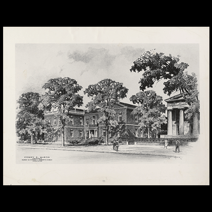 1. Sydney E. Martin, Architectural Rendering of Library Hall, 1954