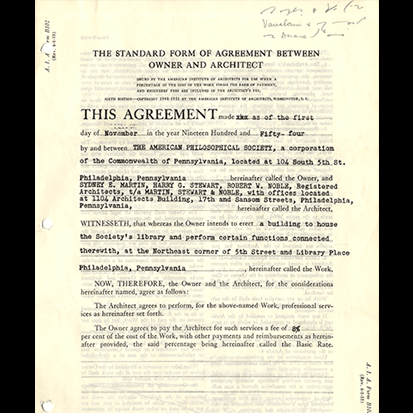 2. Contract for the Construction of Library Hall, November 11, 1954