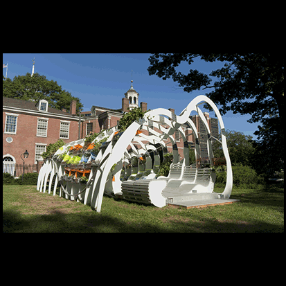 9. The Jefferson Gardens regularly features art installations, such as the “Greenhouse and Cabinet of Future Fossils,” exhibited by architect Jenny Sabin in 2011.