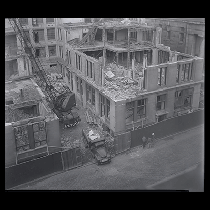 1. Demolition of the Drexel Building on the corner of Fifth and Chestnut Streets, March 2, 1956.