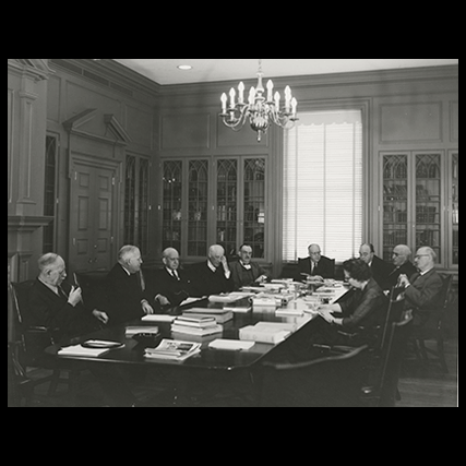 6. During the first meeting of the Committee on Library in the new building, it was decided to cooperate with the National Park Service in order to open part of the building to tourists, while avoiding disturbances for researchers. Today, Library’s Hall lobby is open to any visitors and hosts small historical exhibitions with material from the Society’s holdings.