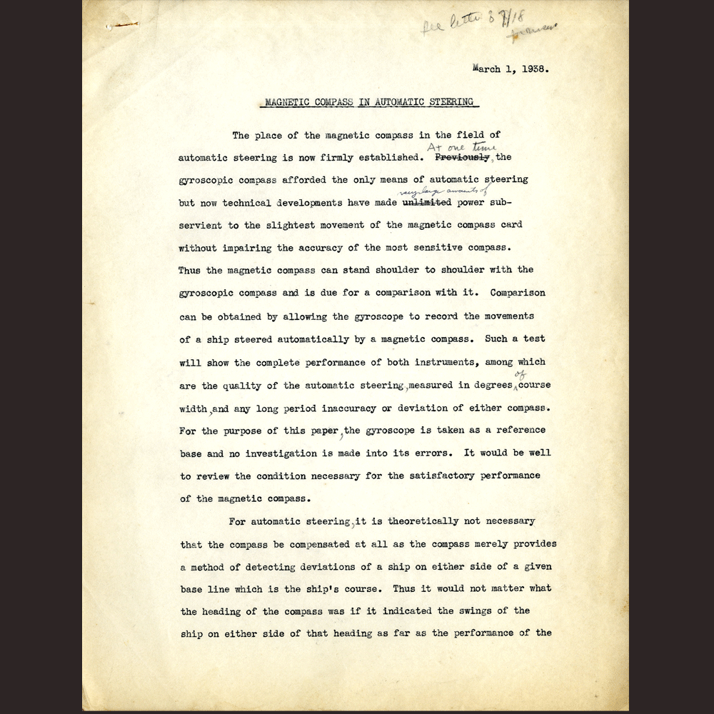 5. Chance's detailed report on the Magnetic Compass in Automatic Steering.