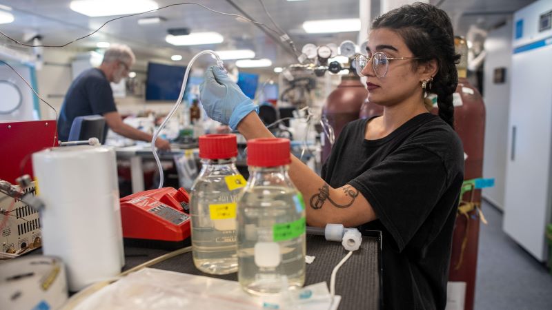 Sabrina Elkassas working in the lab.